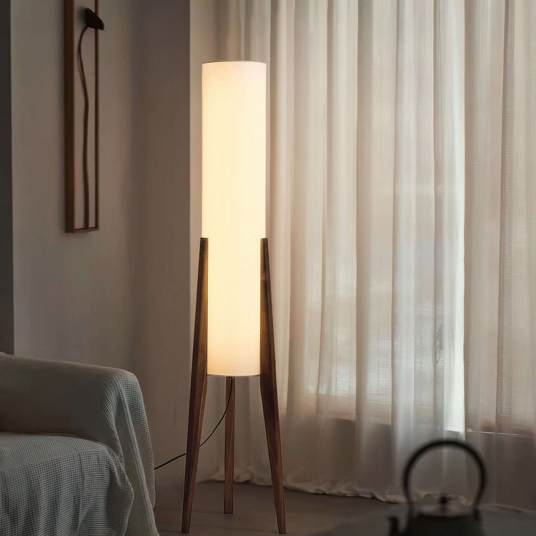 Bordlampe i valnød, massivt træ kunstlampe