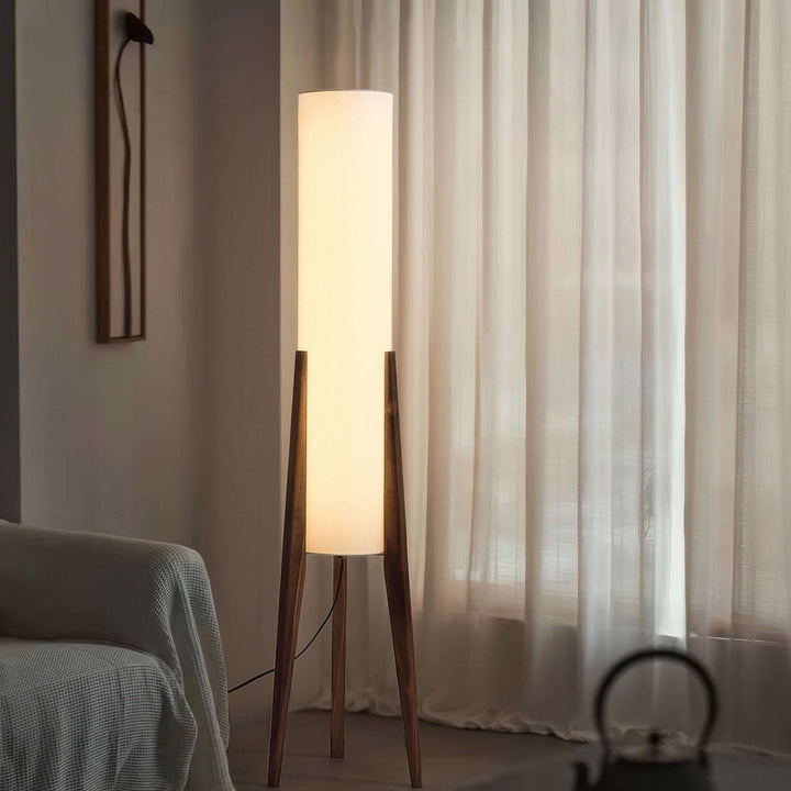 Bordlampe i valnød, massivt træ kunstlampe