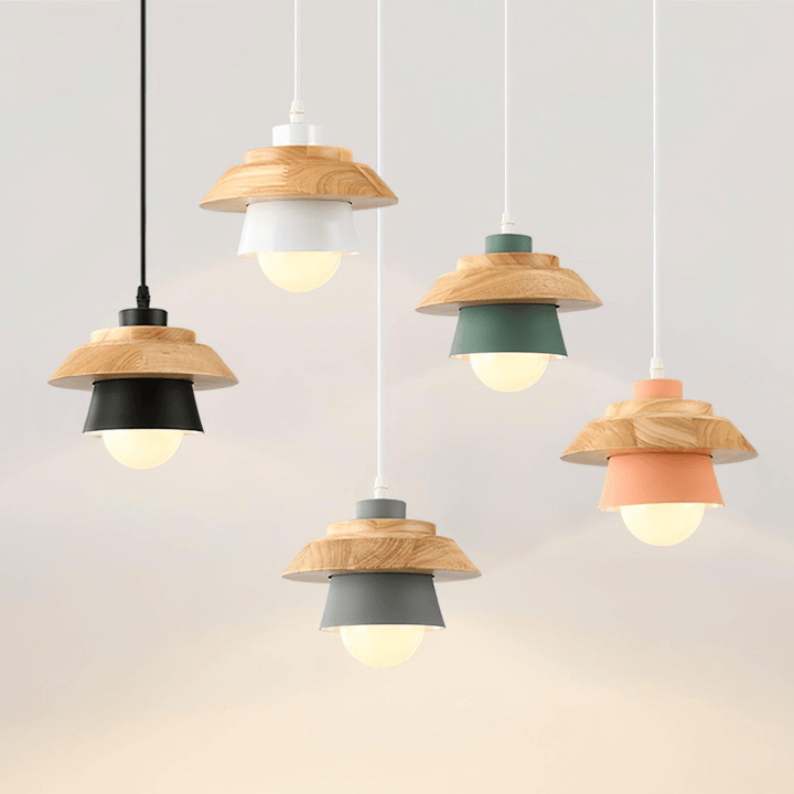 Moderne træ- og sten pendel lampe