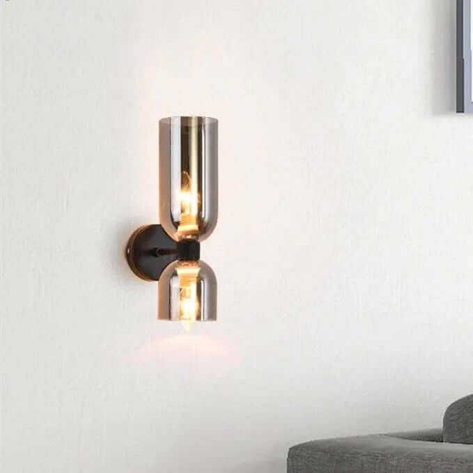 Moderne LED væglampe med dobbelt glaslampeskærm