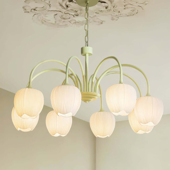 Moderne loftlampe i matcha-stil i en stue