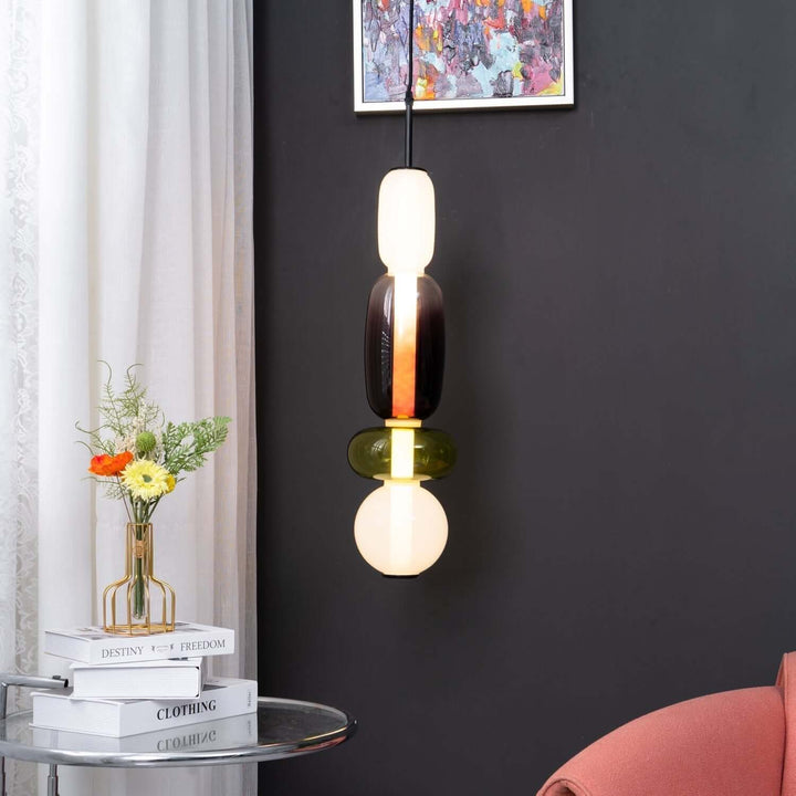 Moderne farverig glaspendellampe