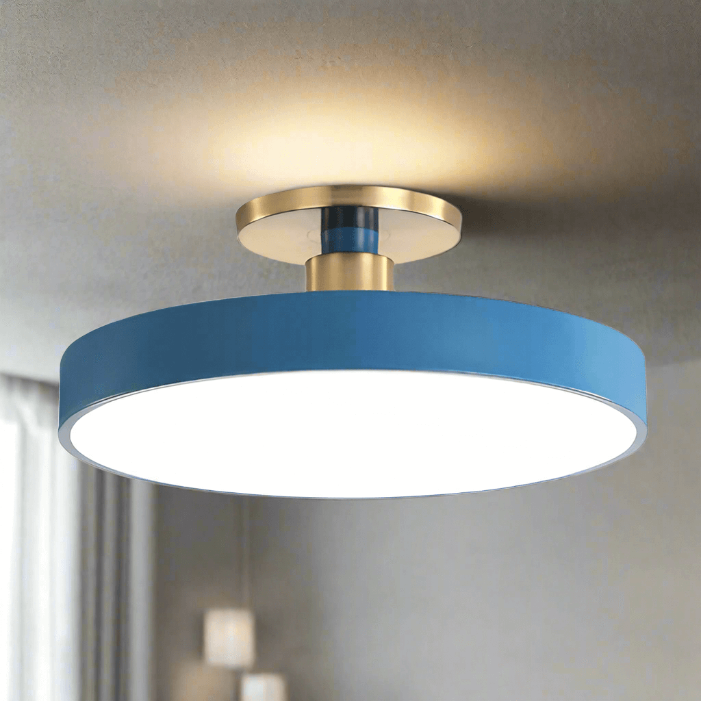 Moderne rund LED loftlampe til soveværelse med nordisk design i akryl, semi coil lyskilde