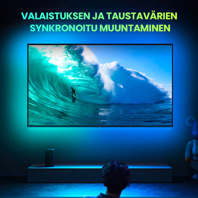 "5m LED RGB taustavalosarja TV:lle tietokoneille, värikäs ja dynaaminen valaistus, luo immersiivisen viihde-elämyksen."