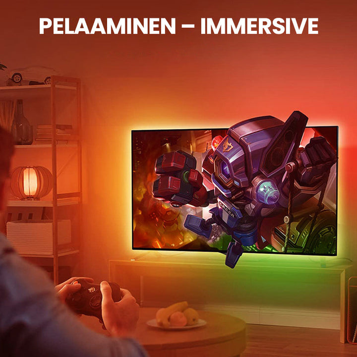 "5m LED RGB taustavalosarja TV:lle tietokoneille, värikäs ja dynaaminen valaistus, luo immersiivisen viihde-elämyksen."