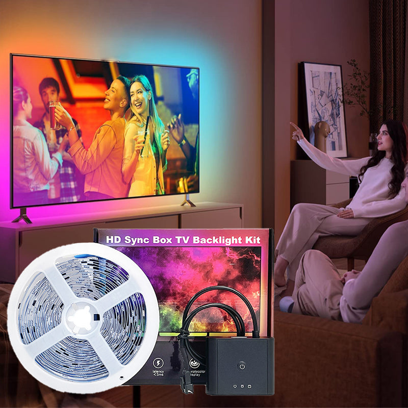 "5m LED RGB taustavalosarja TV:lle tietokoneille, värikäs ja dynaaminen valaistus, luo immersiivisen viihde-elämyksen."