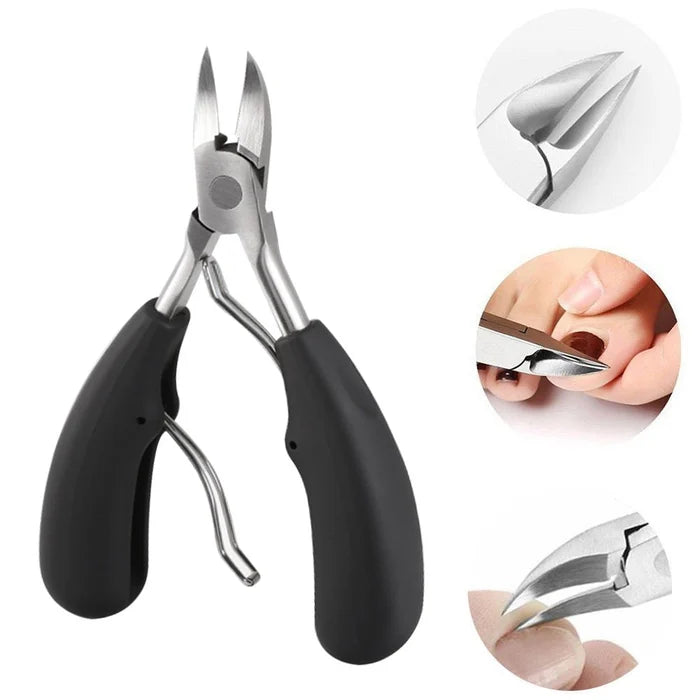 5-delt negleklippersæt, skarpe klinger, rustfrit stål, ergonomisk håndtag, til manicure og pedicure.