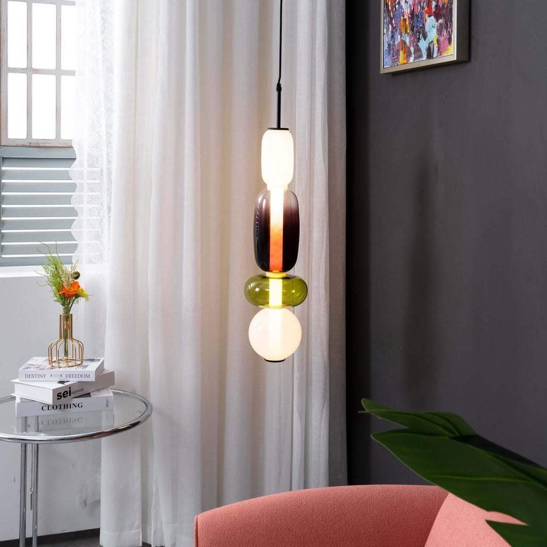 Moderne farverig glaspendellampe