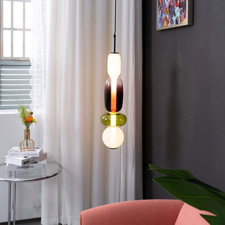 Moderne farverig glaspendellampe