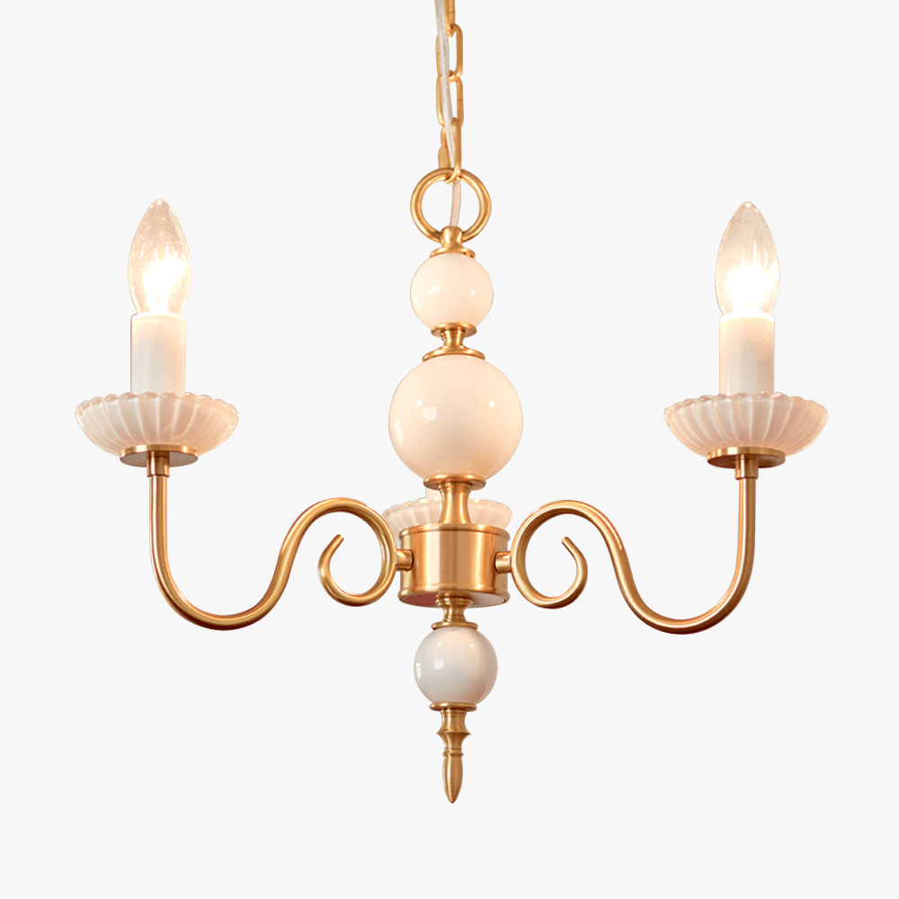 Creme glas lysekrone amerikansk retro lampe metal lysekrone soveværelse