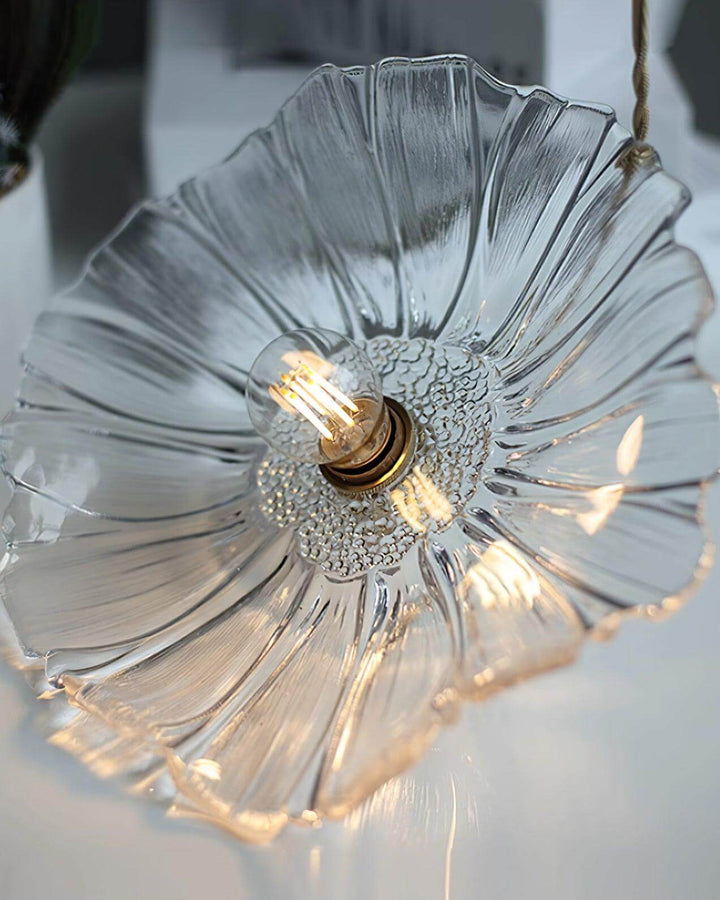 Glasblomst lampe, vedhængslampe, varm glød