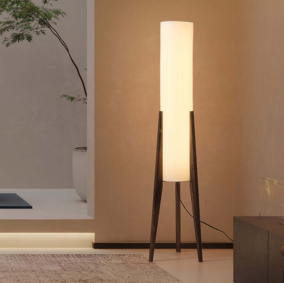 Bordlampe i valnød, massivt træ kunstlampe