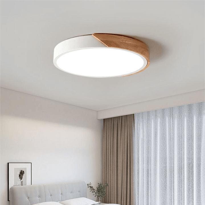 Moderne rund træ loftlampe, skandinavisk design