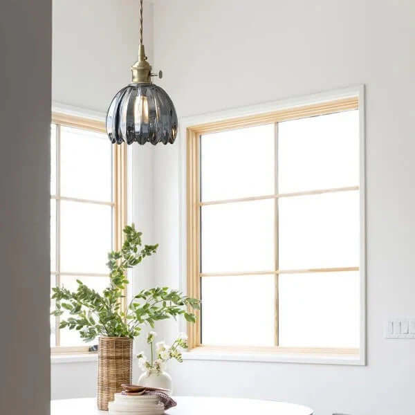 Retro glasblomsterlampe i japansk stil
