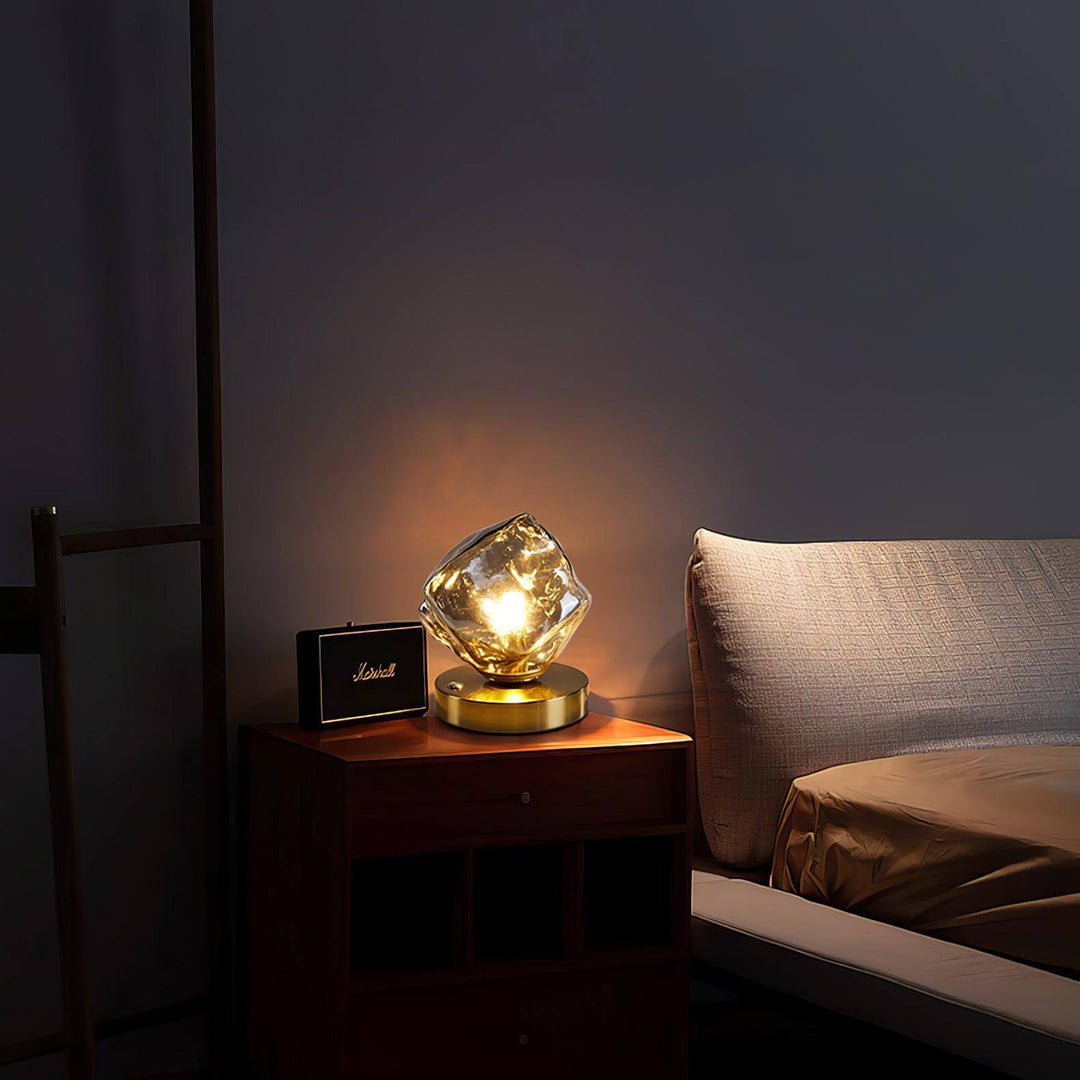 Lampe De Table En Verre En Forme De Pierre De Glace