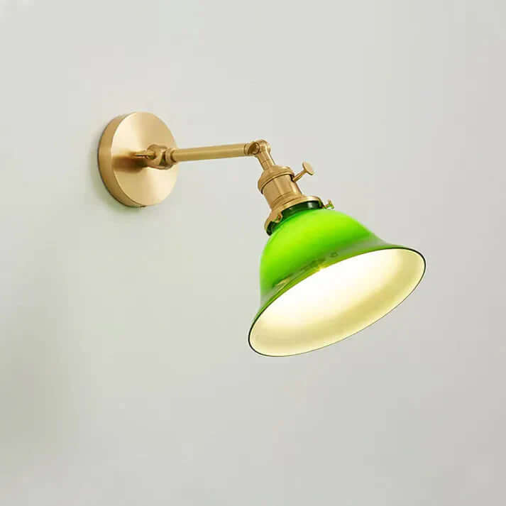 Vintage-stil væglampe med justerbar arm, grønt glas
