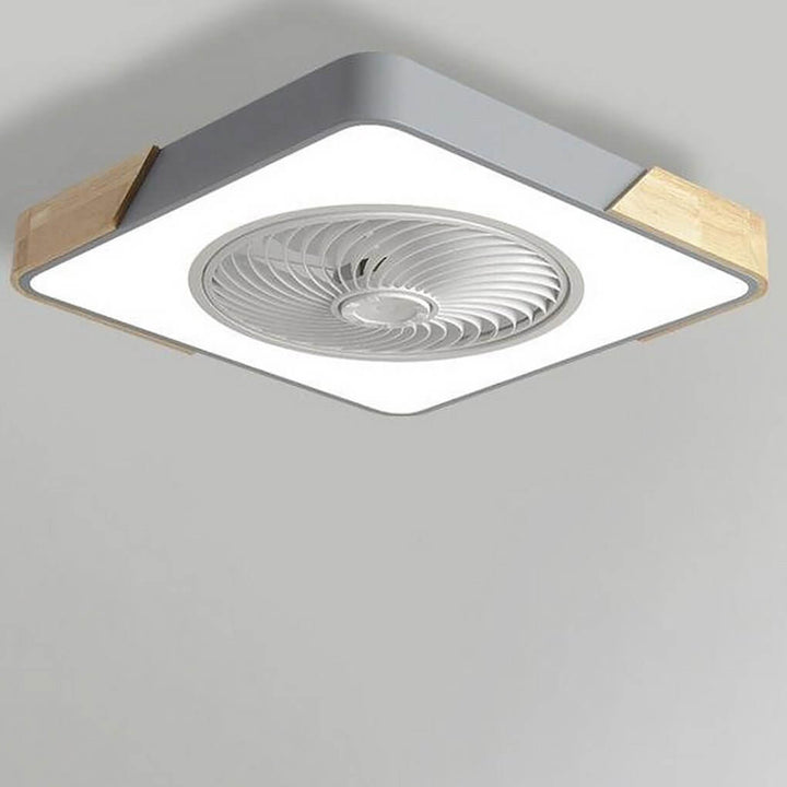 Moderne LED-loftventilator med cirkel- og firkantet ramme, dæmpbar og med fjernbetjening