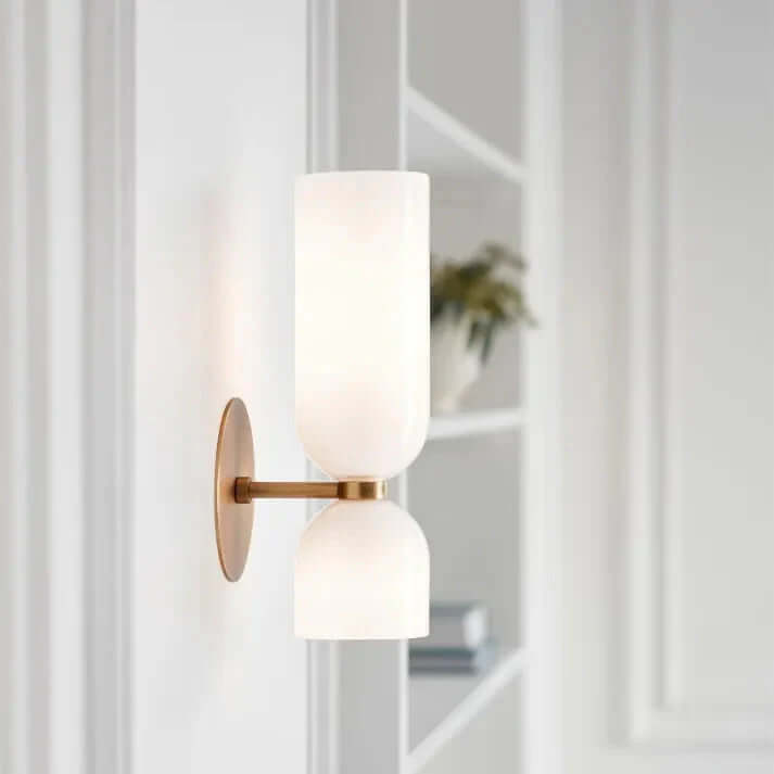 Moderne LED væglampe med dobbelt glaslampeskærm