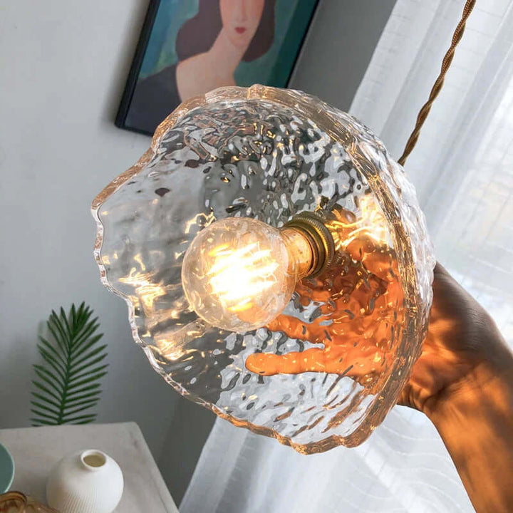 Uregelmæssig messing- og glas pendellampe