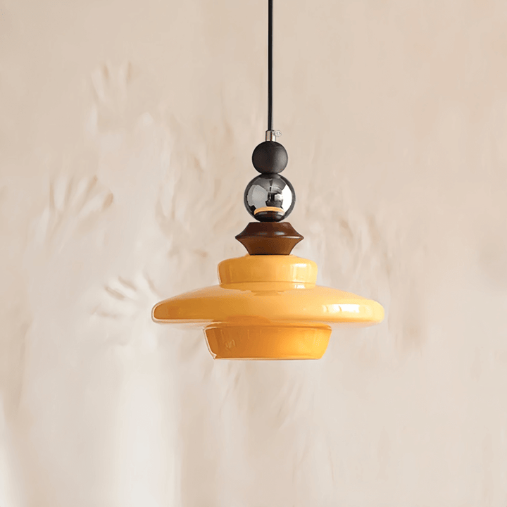 Middelalderlig Beige Glas Pendel Lampe