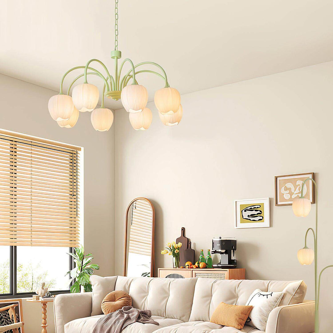 Minimalistisk loftlampe i matcha-stil