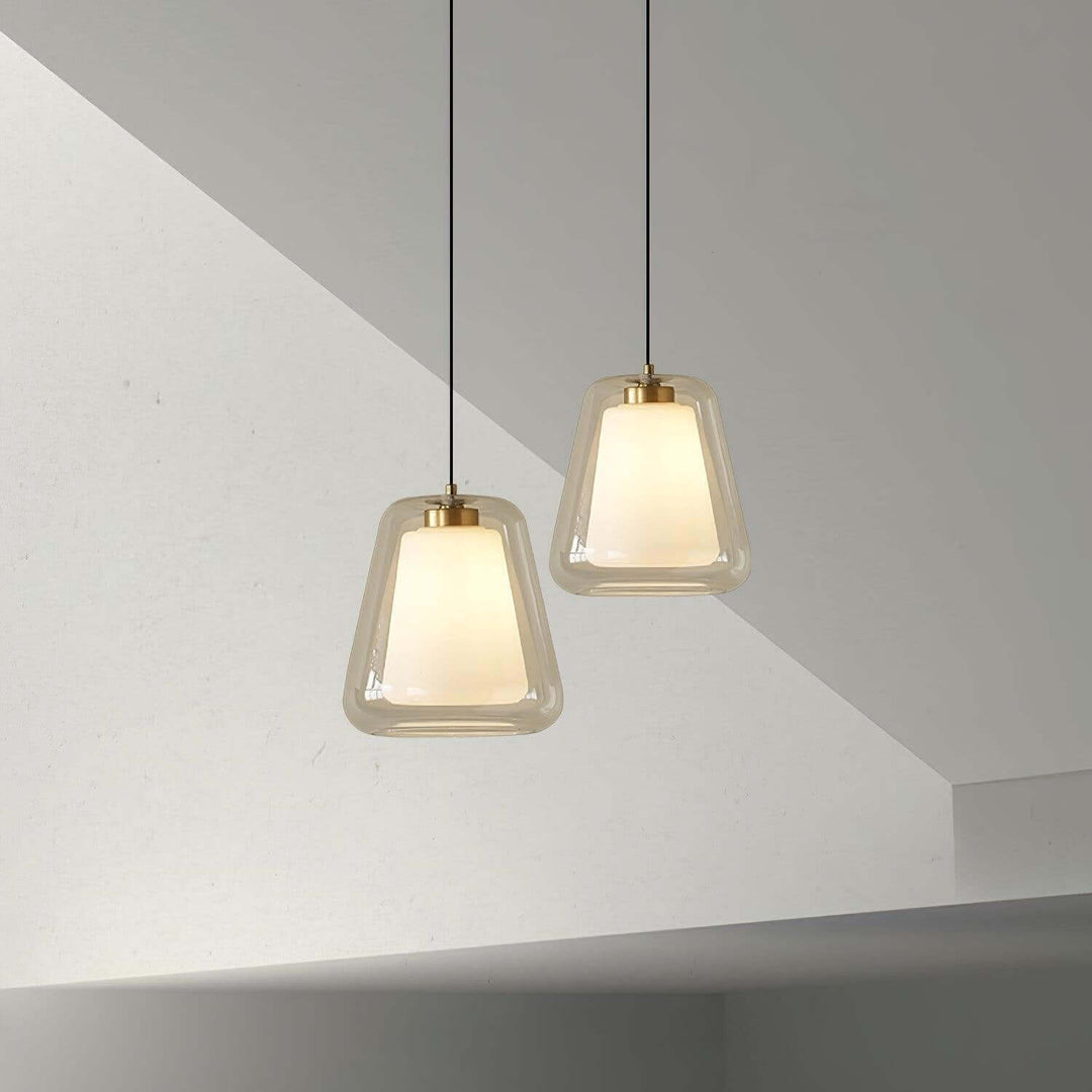 Moderne Pendel Lampe - Guld og Gennemsigtig