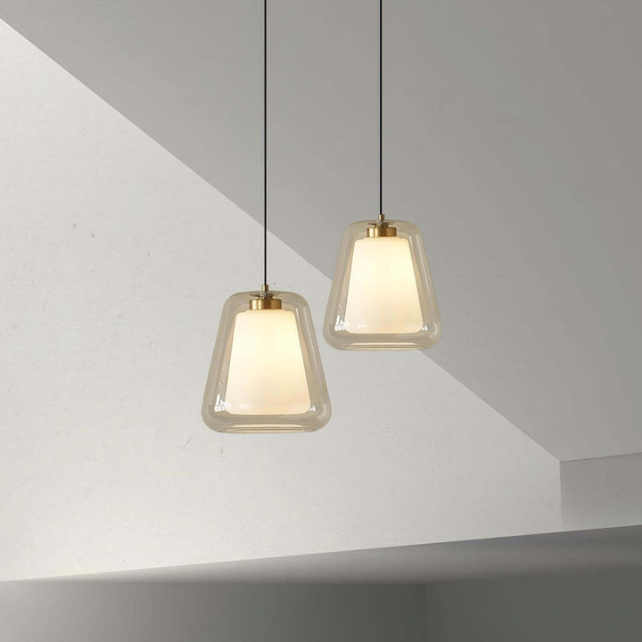 Moderne Pendel Lampe - Guld og Gennemsigtig