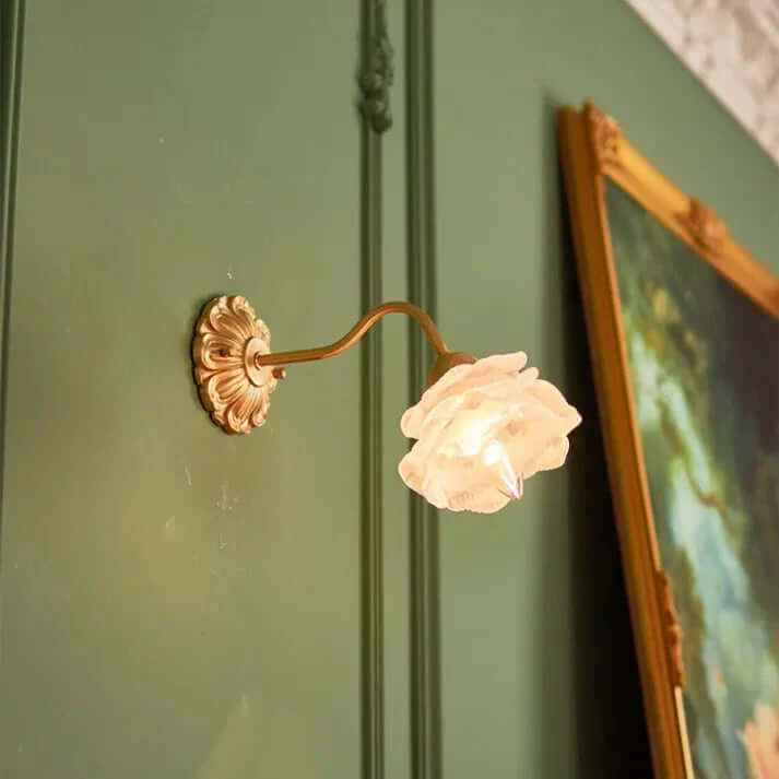 Vintage kobber blomsterglas væglampe