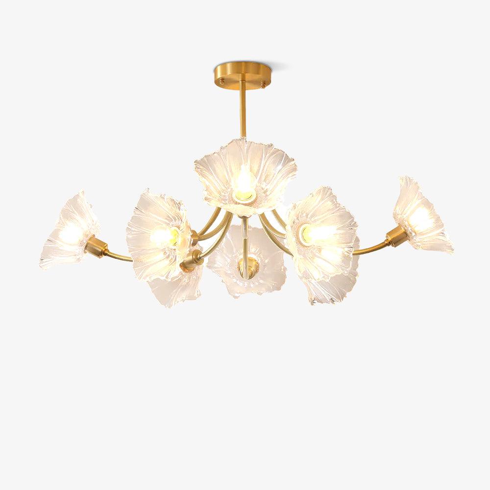 Glasblomsterkrone med messing og klar finish