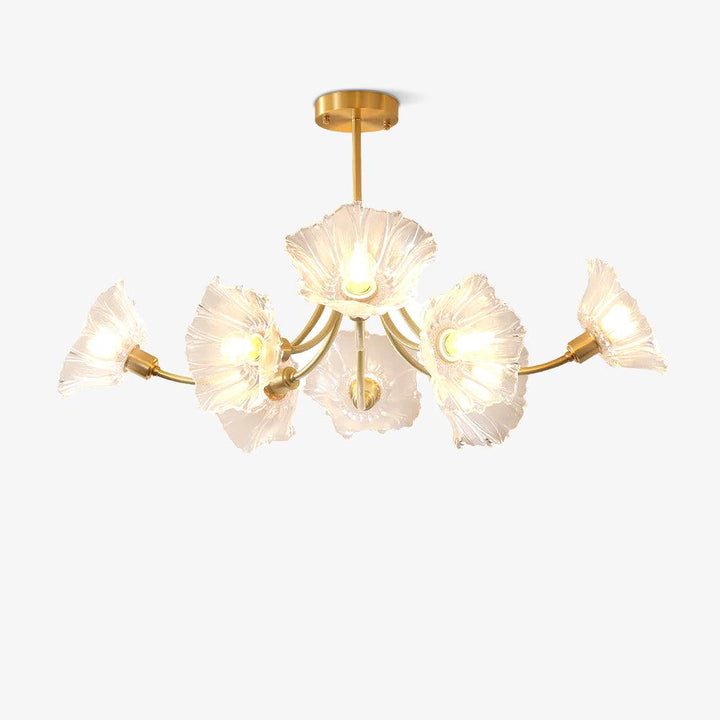 Glasblomsterkrone med messing og klar finish