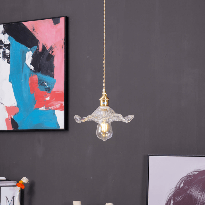 Hibiscus pendellampe, glas blomsterdesign lampe