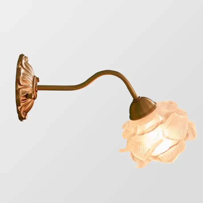Vintage kobber blomsterglas væglampe