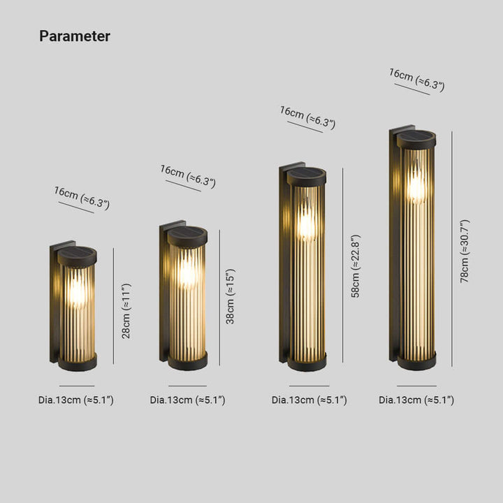 Moderne Cylindrisk Metal- & Glas Udendørs Lanterne