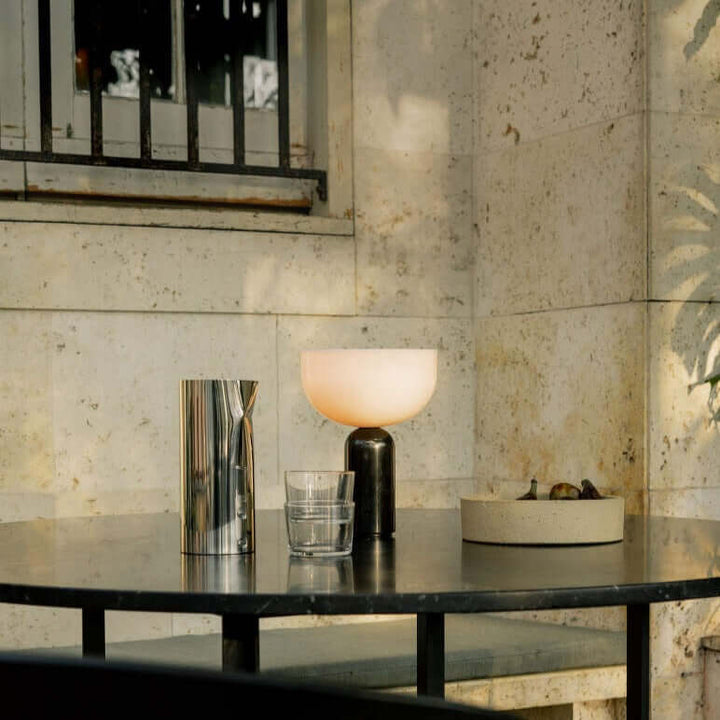 Stor marmorbordlampe med diameter 45cm