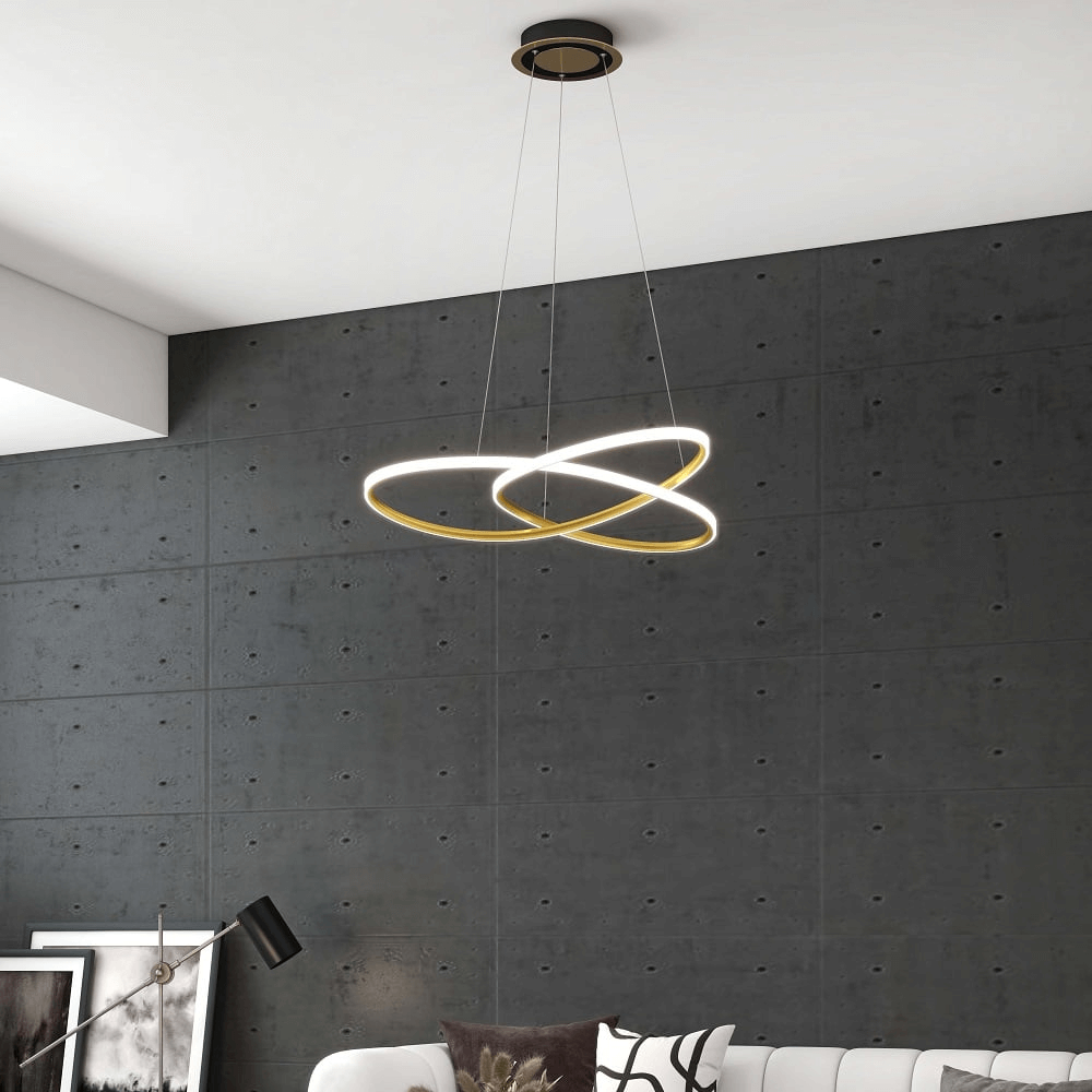 Moderne LED loftlampe i guld, Ø57cm