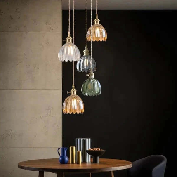 Retro glasblomsterlampe i japansk stil
