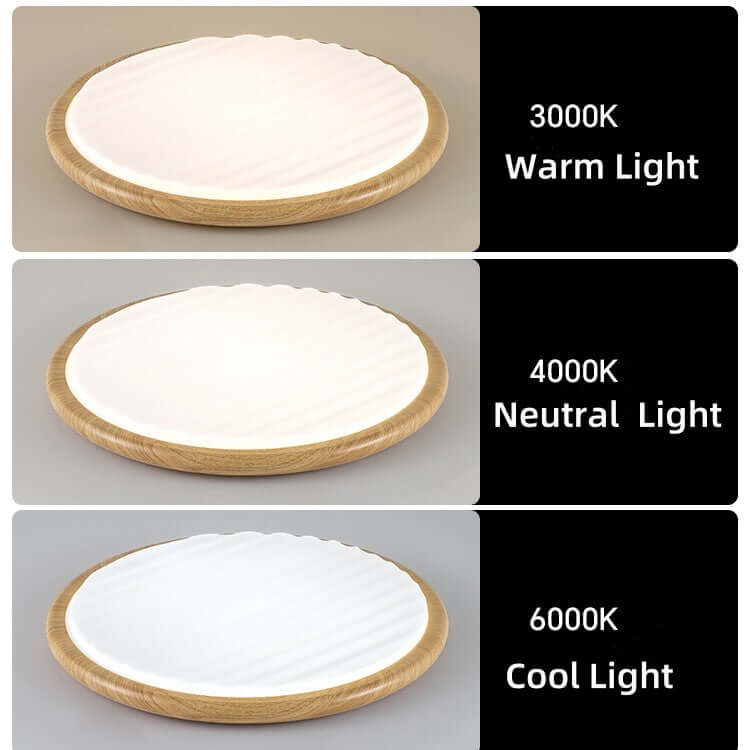 Rund foldbar træ loftlampe med LED til soveværelset
