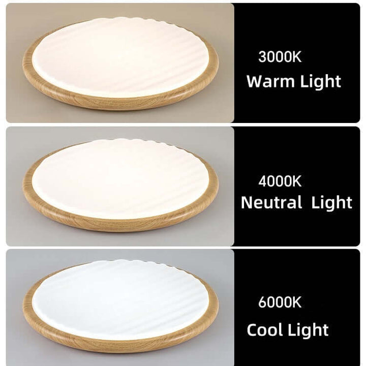 Rund foldbar træ loftlampe med LED til soveværelset