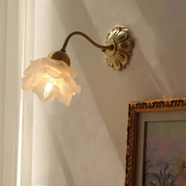 Vintage kobber blomsterglas væglampe