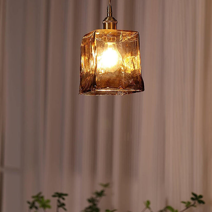 Rustik brun glas pendellampe stuelampe