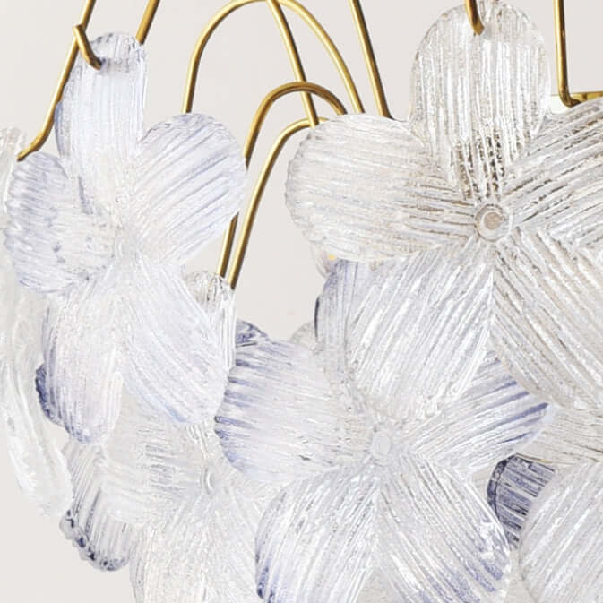 Vintage glas lysekrone til stuen med blomstermønster