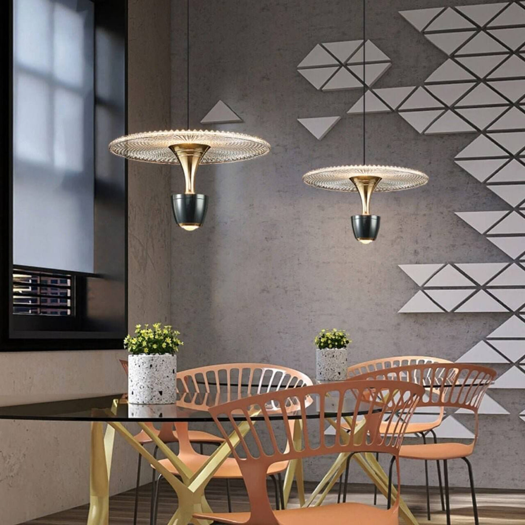 Moderne LED-vedhængslampe i diskform