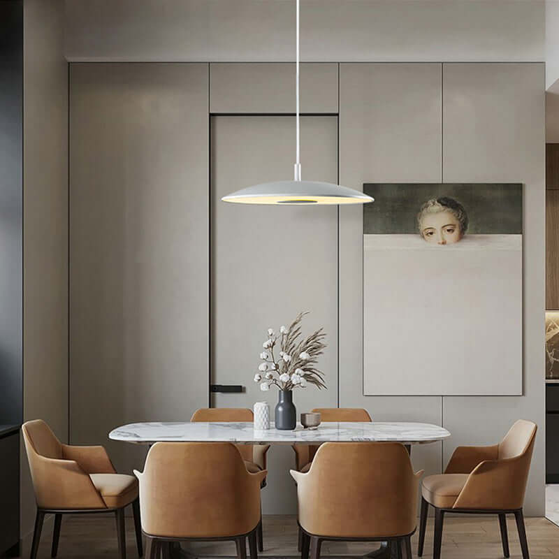 Moderne LED hængelampe i metal, nikkel finish