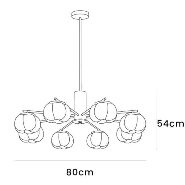 Moderne loftslampe i træ og bomuldskugler