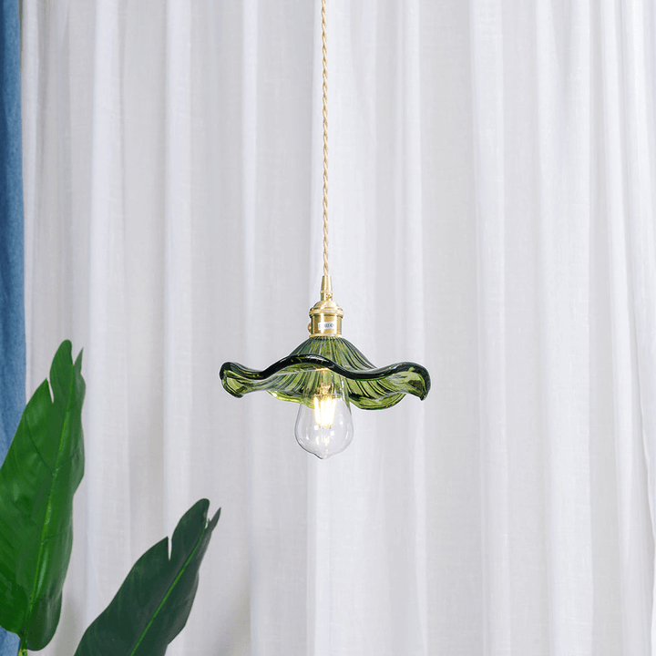 Hibiscus pendellampe, glas blomsterdesign lampe