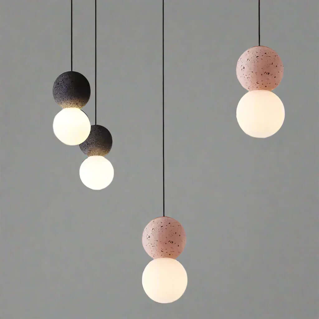 Moderne loftslampe med betonmønster og glas