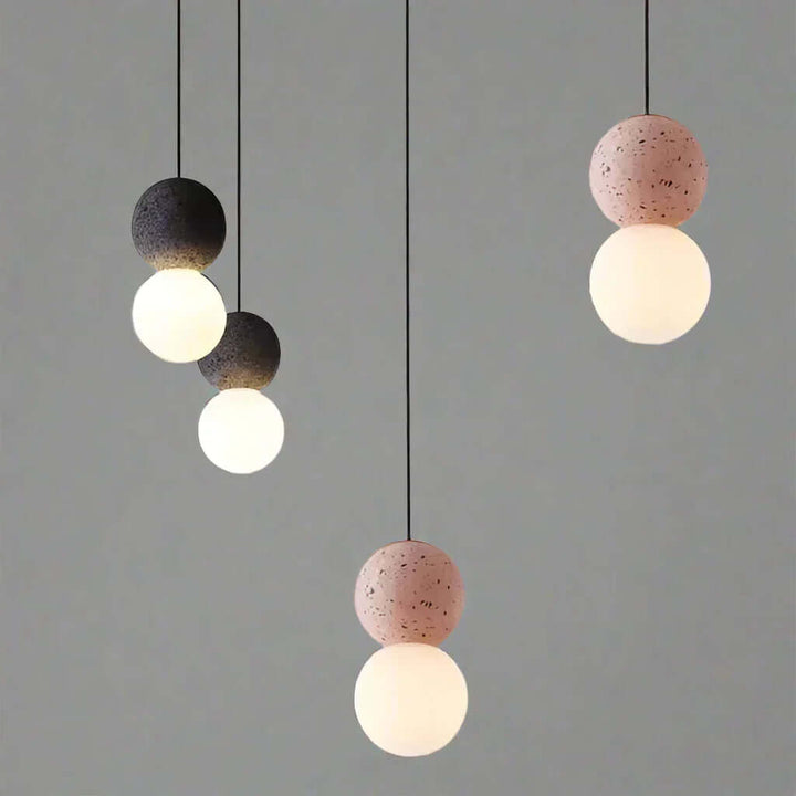 Moderne loftslampe med betonmønster og glas