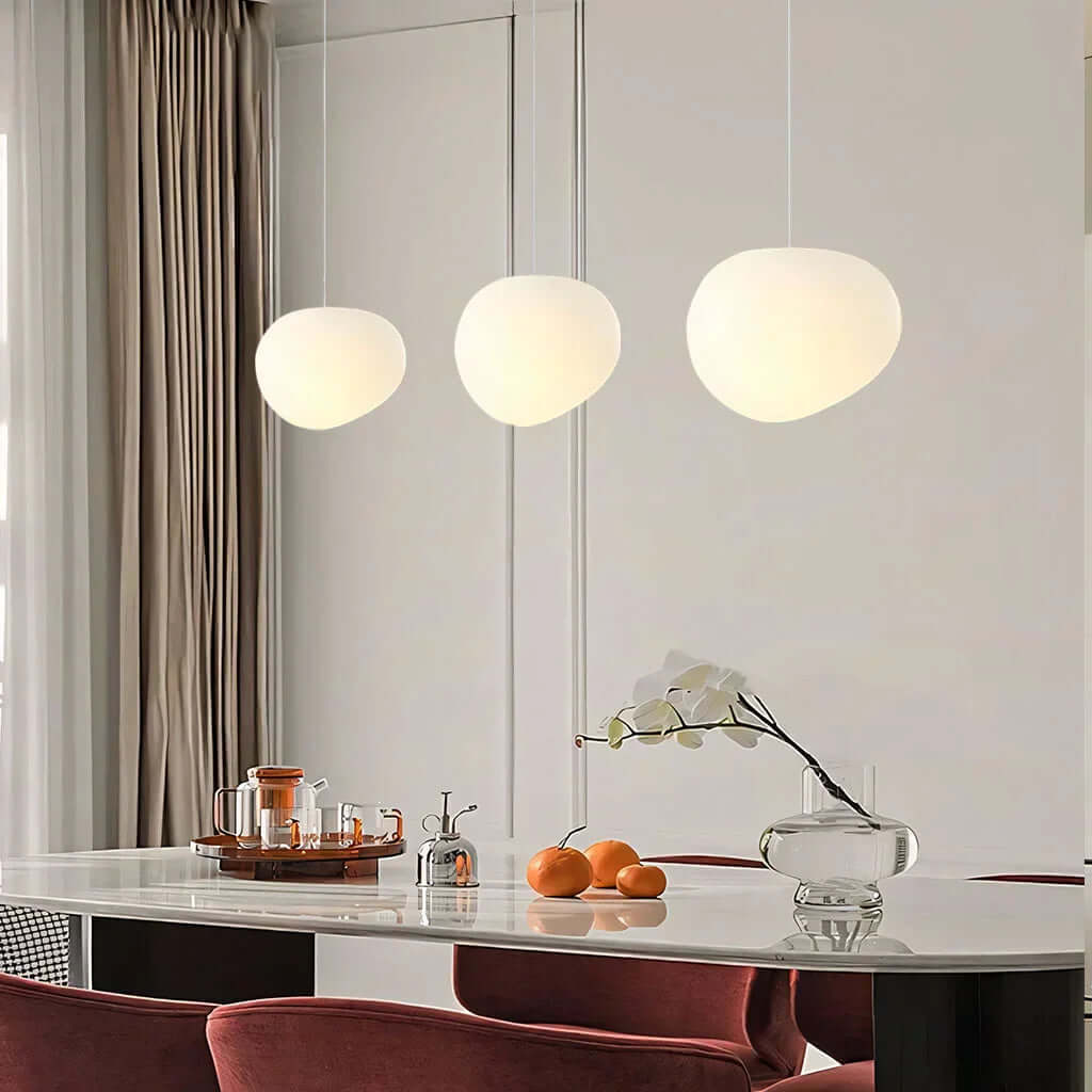 Moderne hvid pendel lampe i stenform