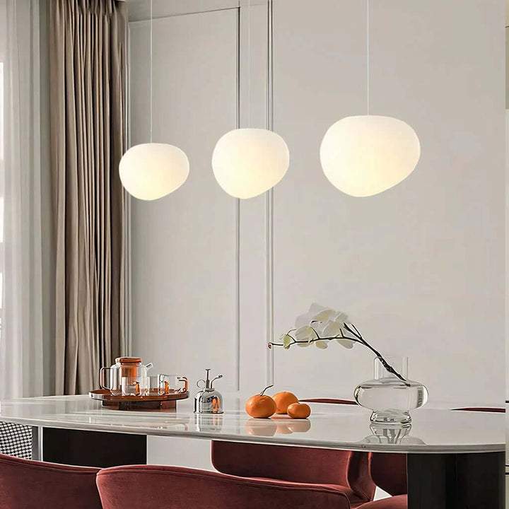 Moderne hvid pendel lampe i stenform