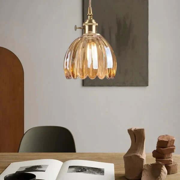 Retro glasblomsterlampe i japansk stil